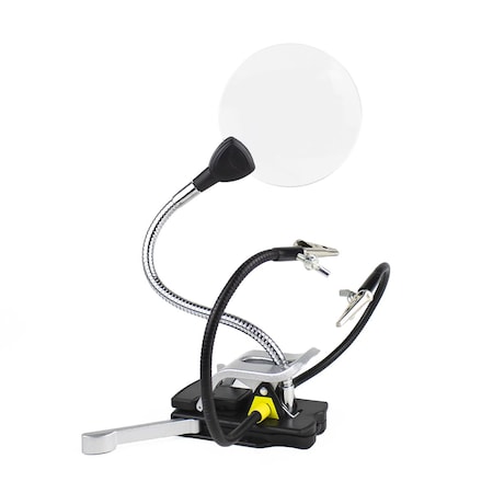 Excel Blades Helping Hands Flexhead Magnifier With 2 LEDs and Alligator Clamps, 6pk 55669